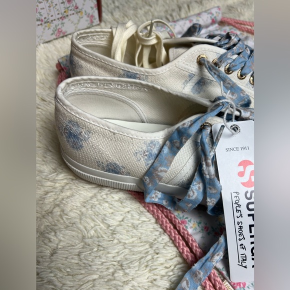 Superga women’s love shack fancy white floral sneaker size 9.5 US NEW - Picture 7 of 13